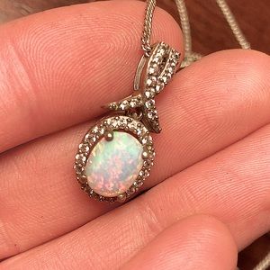 Opal necklace charm